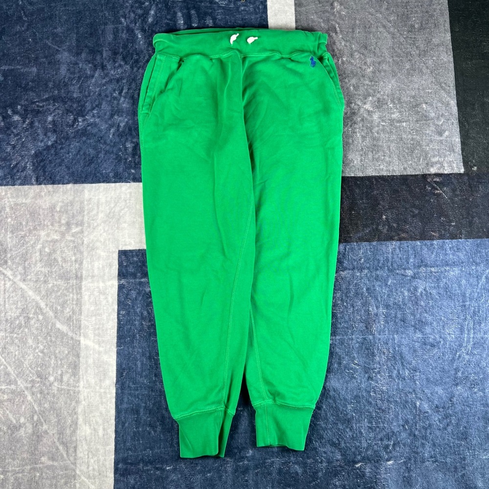 Polo Ralph Lauren Womens Green Fleece Jogger Sweatpants Size S‎ Blue Pony Logo